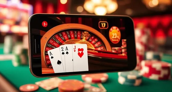 A man focused on his laptop with live stats in the background, highlighting the dedicated sports and gaming features of the PJOK mobile app.